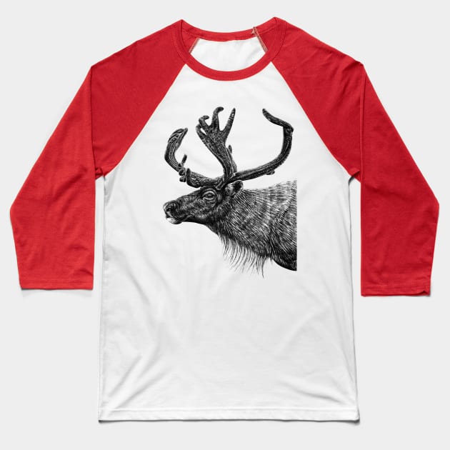 Reindeer Baseball T-Shirt by lorendowding